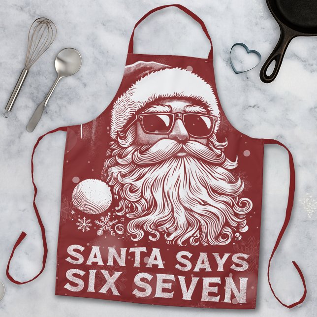 67 Meme Funny Santa Says Six Seven Christmas Apron (Creator Uploaded)