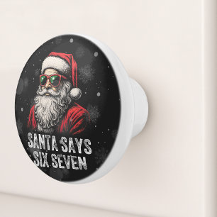 67 Meme Funny Santa Says Six Seven Christmas Ceramic Knob