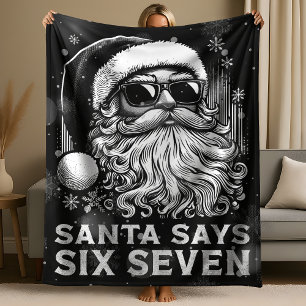 67 Meme Funny Santa Says Six Seven Christmas Fleece Blanket