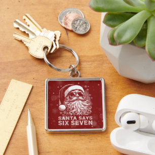 67 Meme Funny Santa Says Six Seven Christmas Key Ring