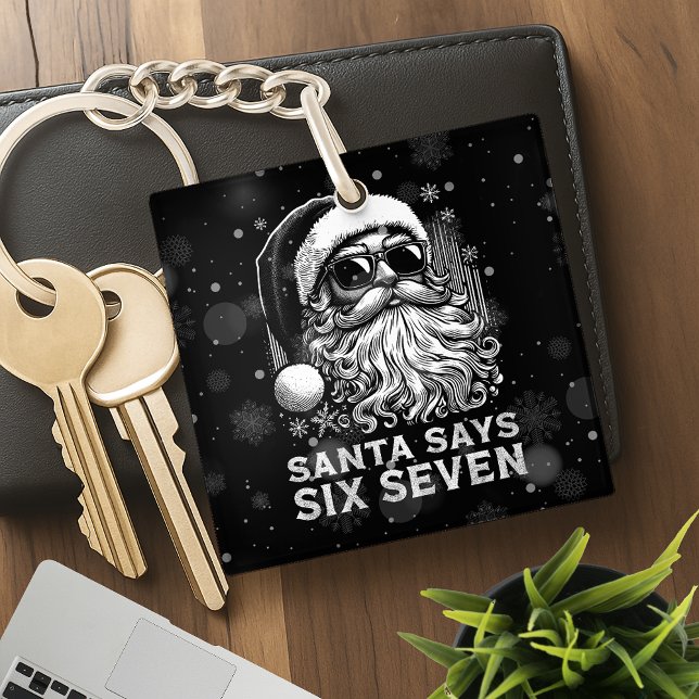 67 Meme Funny Santa Says Six Seven Christmas Key Ring (Creator Uploaded)