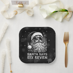 67 Meme Funny Santa Says Six Seven Christmas Paper Plate