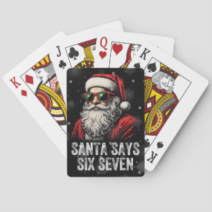 67 Meme Funny Santa Says Six Seven Christmas Playing Cards