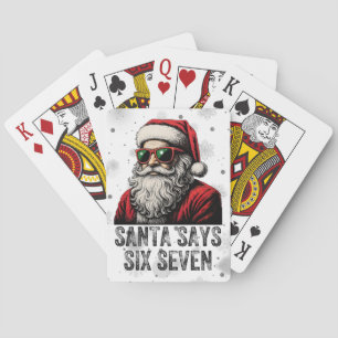 67 Meme Funny Santa Says Six Seven Christmas Playing Cards