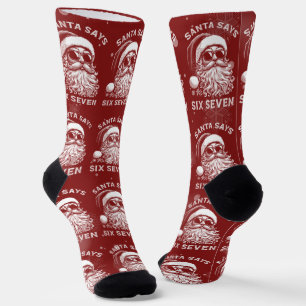 67 Meme Funny Santa Says Six Seven Christmas Socks