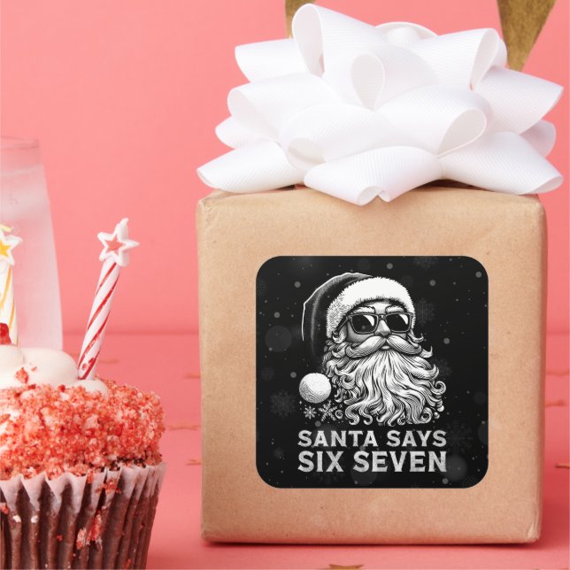 67 Meme Funny Santa Says Six Seven Christmas Square Sticker (Party)