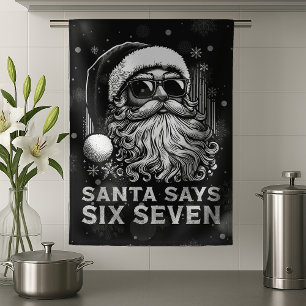 67 Meme Funny Santa Says Six Seven Christmas Tea Towel