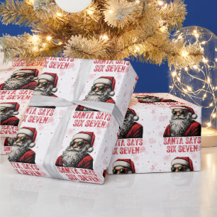 67 Meme Funny Santa Says Six Seven Christmas Wrapping Paper