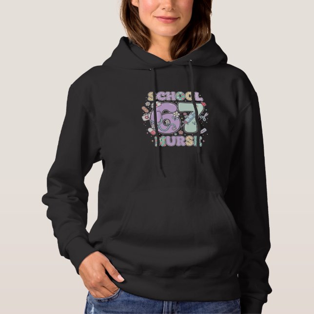 67 Meme Funny School Nurse Six Seven Meme Boys Gir Hoodie (Front)