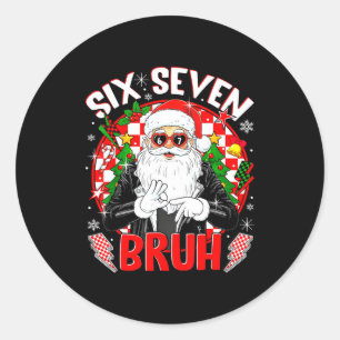 67 Meme Funny Six Seven Bruh Christmas Santa 6 7 M Classic Round Sticker