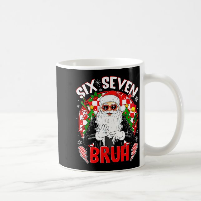 67 Meme Funny Six Seven Bruh Christmas Santa 6 7 M Coffee Mug (Right)
