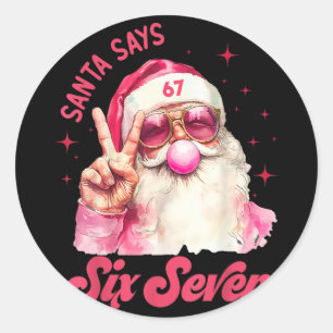 67 Meme Funny Six Seven Christmas 6-7 Meme Santa 6 Classic Round Sticker