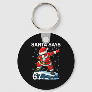 67 Meme Funny Six Seven Christmas 6-7 Meme Santa 6 Key Ring