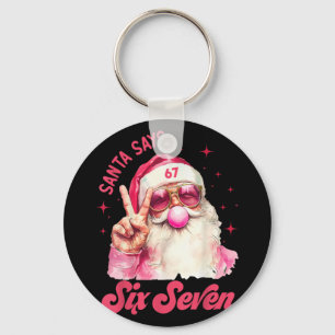 67 Meme Funny Six Seven Christmas 6-7 Meme Santa 6 Key Ring