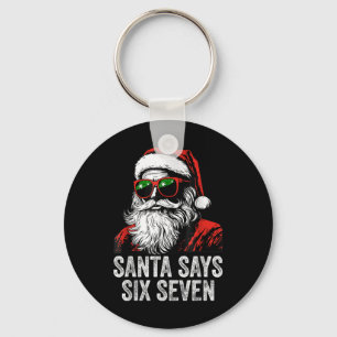 67 Meme Funny Six Seven Christmas 6-7 Meme Santa 6 Key Ring