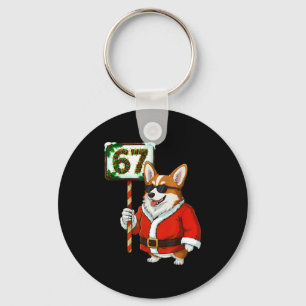 67 Meme Funny Six Seven Christmas Corgi Dog Lover Key Ring