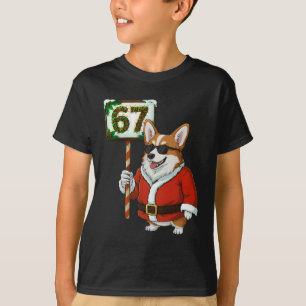67 Meme Funny Six Seven Christmas Corgi Dog Lover  T-Shirt