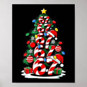 67 Meme Funny Six Seven Christmas Tree Lights Xmas Poster