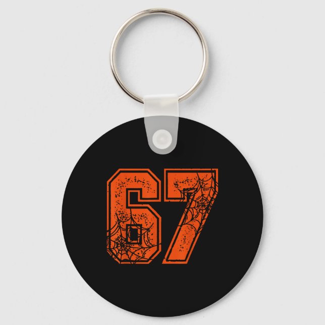 67 Meme Funny Six Seven Gen Alpha Halloween Pumpki Key Ring (Front)