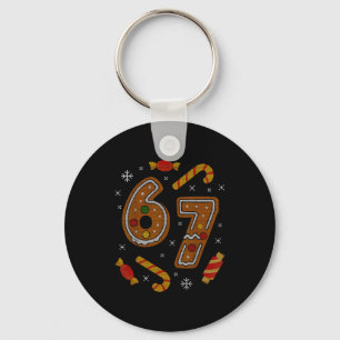 67 Meme Gingerbread Candy Cane Christmas Ugly Swea Key Ring