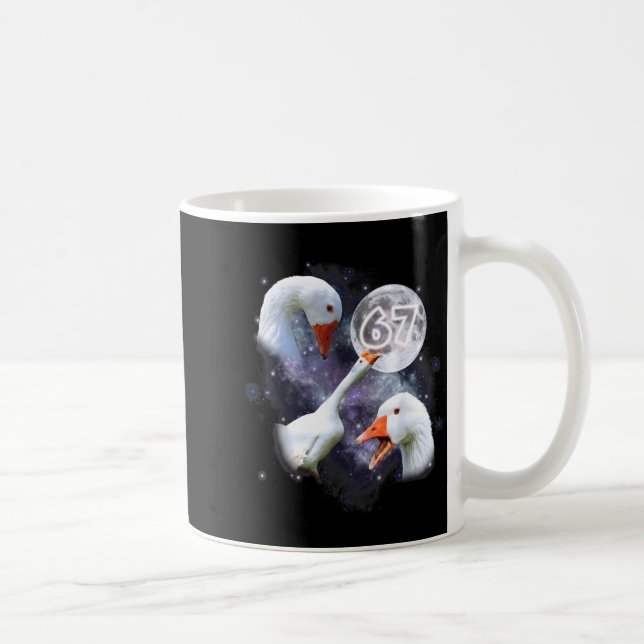 67 Meme Goose Howling At The Moon Funny Six Seven  Coffee Mug (Right)