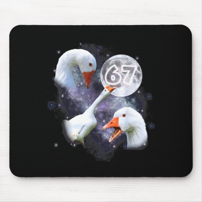 67 Meme Goose Howling At The Moon Funny Six Seven  Mouse Pad (Front)