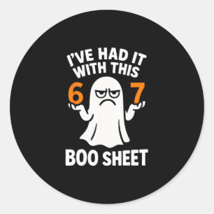 67 Meme Halloween Costume 6 7 Funny Boo Sheet Six  Classic Round Sticker