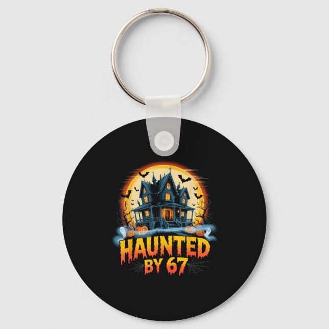 67 Meme Halloween Costume Haunted By 6-7 Brainrot  Key Ring (Front)