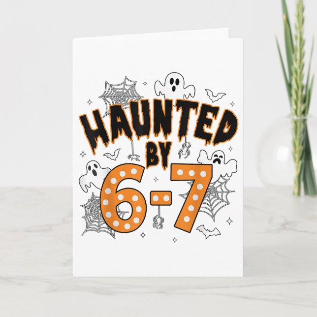 67 Meme Halloween Haunted- Funny Ghost And Pumpkin Card (Front)