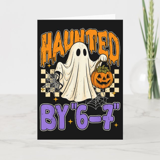 67 Meme Halloween Haunted- Funny Ghost And Pumpkin Card (Front)