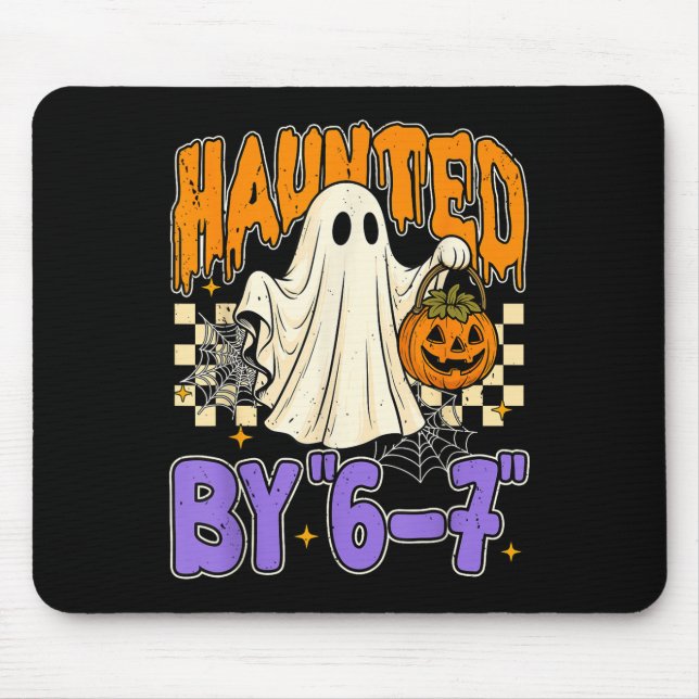 67 Meme Halloween Haunted- Funny Ghost And Pumpkin Mouse Pad (Front)