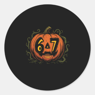 67 Meme Halloween Pumpkin - Six Seven Gen Alpha Z  Classic Round Sticker