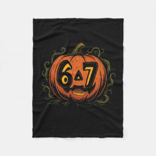 67 Meme Halloween Pumpkin - Six Seven Gen Alpha Z  Fleece Blanket