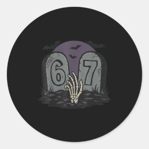 67 Meme Halloween Skeleton Soky - Six Seven Gen Al Classic Round Sticker