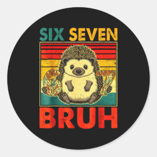 67 Meme Hedgehog Funny Six Seven Bruh Hedgehog For Classic Round Sticker