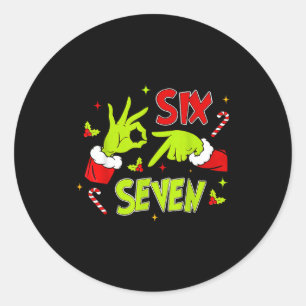 67 Meme Humor 6-7 Funny Xmas Six Seven Christmas Classic Round Sticker