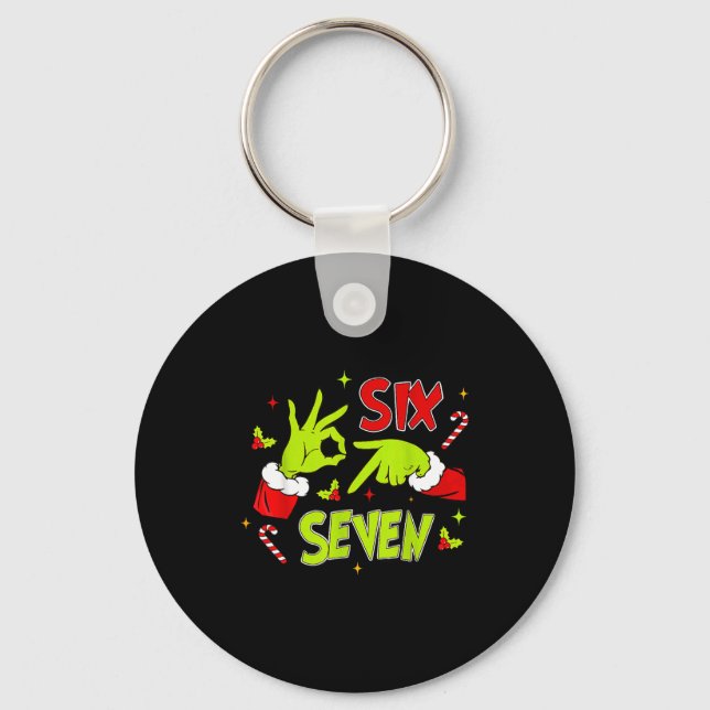 67 Meme Humor 6-7 Funny Xmas Six Seven Christmas  Key Ring (Front)