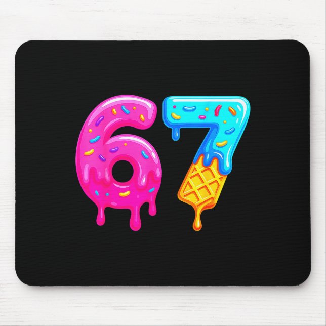 67 Meme Ice Cream Drip Funny Six Seven Gen Alpha S Mouse Pad (Front)