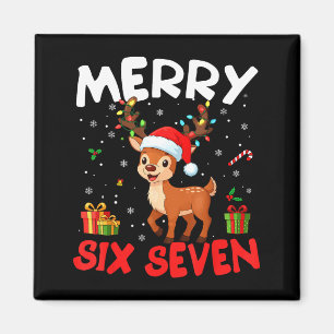 67 Meme Merry Six Seven Reindeer Funny Christmas W Magnet