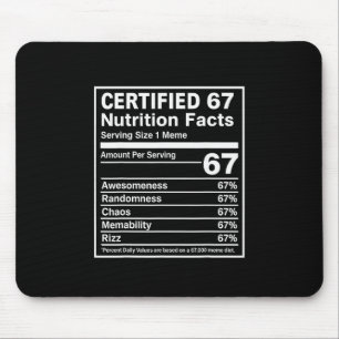 67 Meme Nutrition Facts Funny - Six Seven Gen Alph Mouse Pad