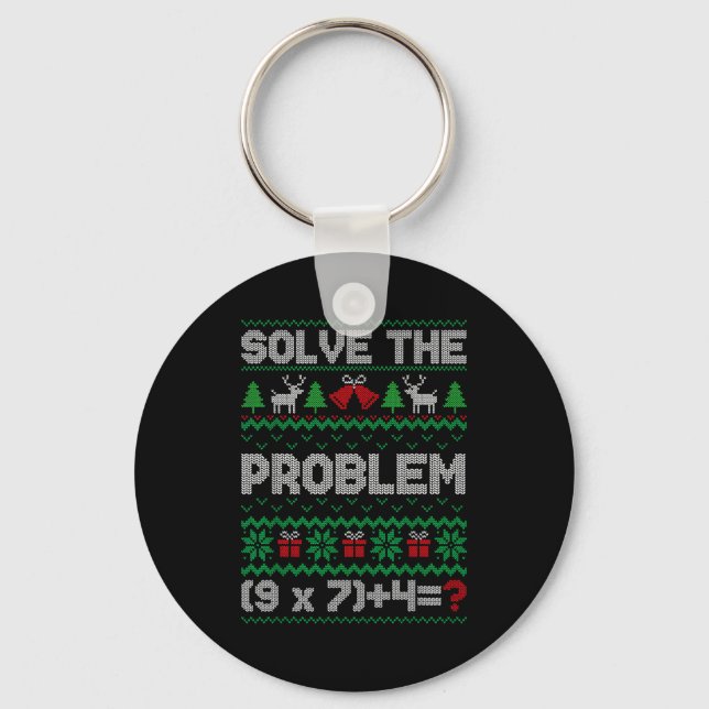 67 Meme Pemdas Math Joke Teacher Ugly Christmas Sw Key Ring (Front)