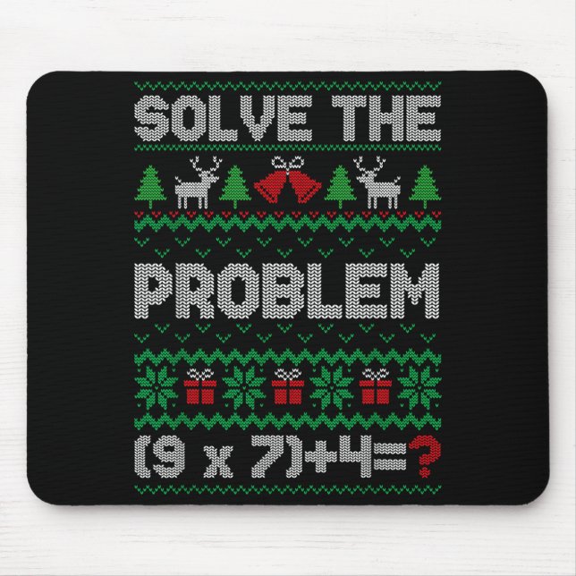 67 Meme Pemdas Math Joke Teacher Ugly Christmas Sw Mouse Pad (Front)