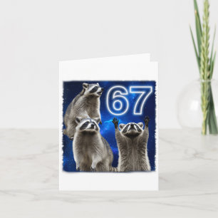 67 Meme Raccoon Howling At The Moon Parody Six Sev Card