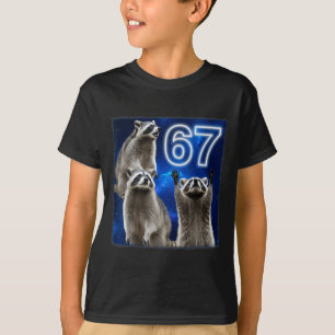 67 Meme Raccoon Howling At The Moon Parody Six Sev T-Shirt
