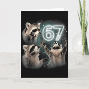 67 Meme Racoon Howling At The Moon Six Seven Trash Card
