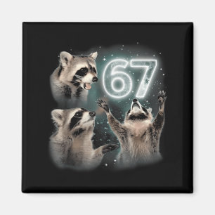 67 Meme Racoon Howling At The Moon Six Seven Trash Magnet