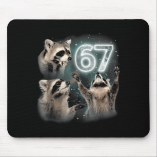 67 Meme Racoon Howling At The Moon Six Seven Trash Mouse Pad