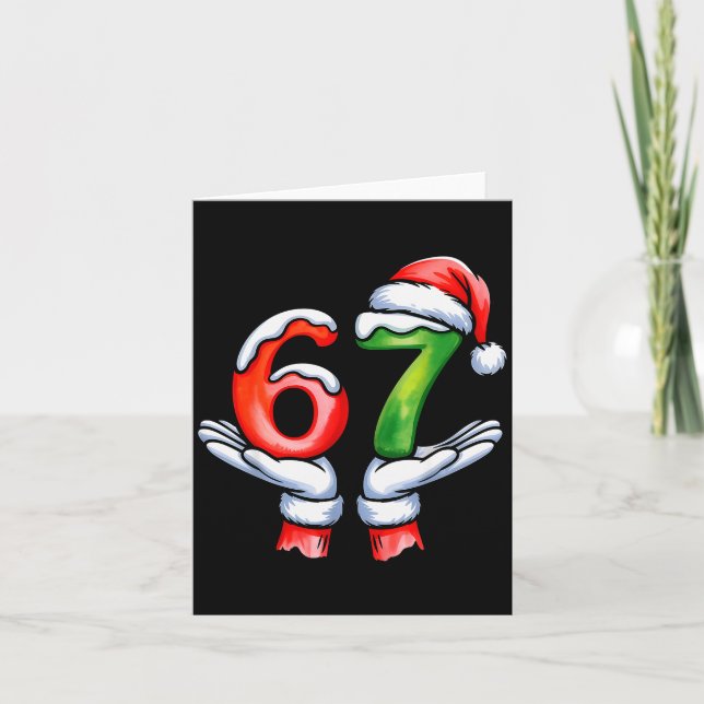 67 Meme Santa Claus Hand Funny Six Seven Christmas Card (Front)