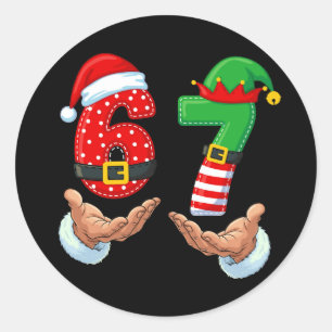 67 Meme Santa's Hands Classic Round Sticker