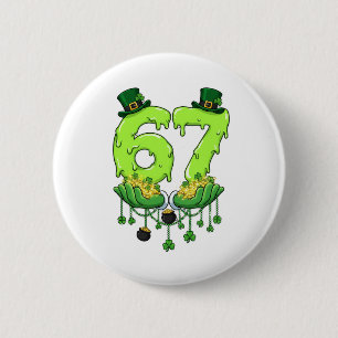 67 Meme Shamrocks Six Seven Shamrocks 6-7 St Patri 6 Cm Round Badge